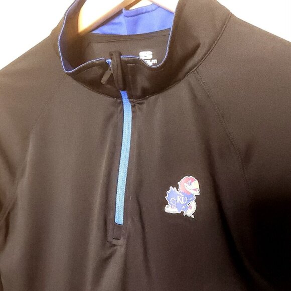 University Of Kansas By Stadium Womens Black 1/4 Zip Lightweight Pullover Medium - Picture 3 of 6